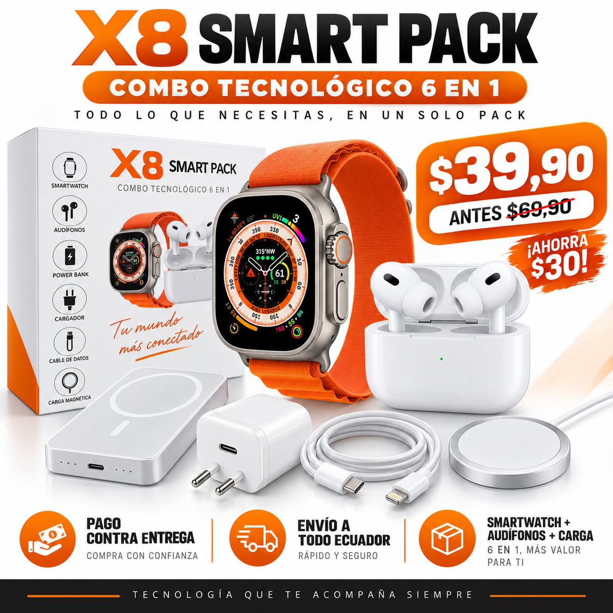 X8 Smart Pack – Combo Tecnológico 6 en 1